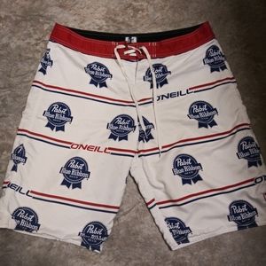 Men's Swim trunks size 34 Pabst Blue Ribbon Oneill